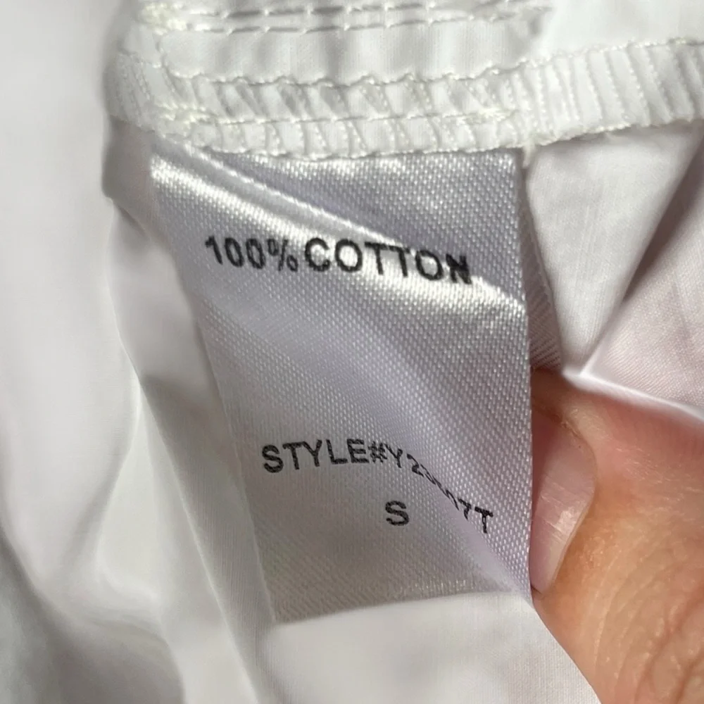 Pomander Place Tuckernuck White Poplin Bow Puff Sleeve Blouse Size Small S